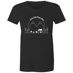 Live Life Your Way Mountains Women's Maple Organic Tee