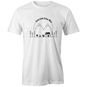 Live Life Your Way Mountains Mens Organic Tee